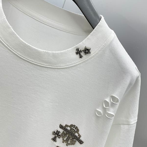 大人気!クロムハーツ コピー カラーブロック クロスレザー 半袖Tシャツ Kun81348